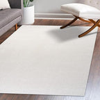 Eyely UES100T-8 Supersoft Haze Solid Low-Pile Indoor Area Rug Casual;Contemporary;Solid;Traditional, Bedroom, Kitchen, Living Room, Easy-Cleaning, Non-Shedding, 8 X 10, Cream