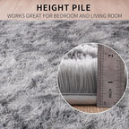 Beglad Fluffy Large Area Rugs 6x9 Feet, Modern Minimalist Style Shag Fuzzy Rugs, Non-Slip Indoor Carpet Soft Rugs for Kids Room, Bedroom & Living Room, Tie-Dyed Light Grey