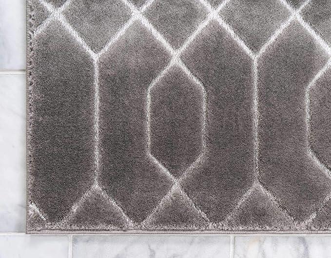 Unique Loom Glam Collection Area Rug - Trellis (10' x 13' Rectangle, Gray Silver/ Silver)