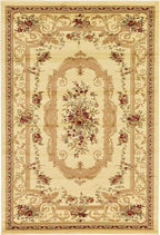 Unique Loom Versailles Collection Traditional Classic Floral Motif Area Rug (6' 0 x 9' 0 Rectangular, Ivory/ Tan)
