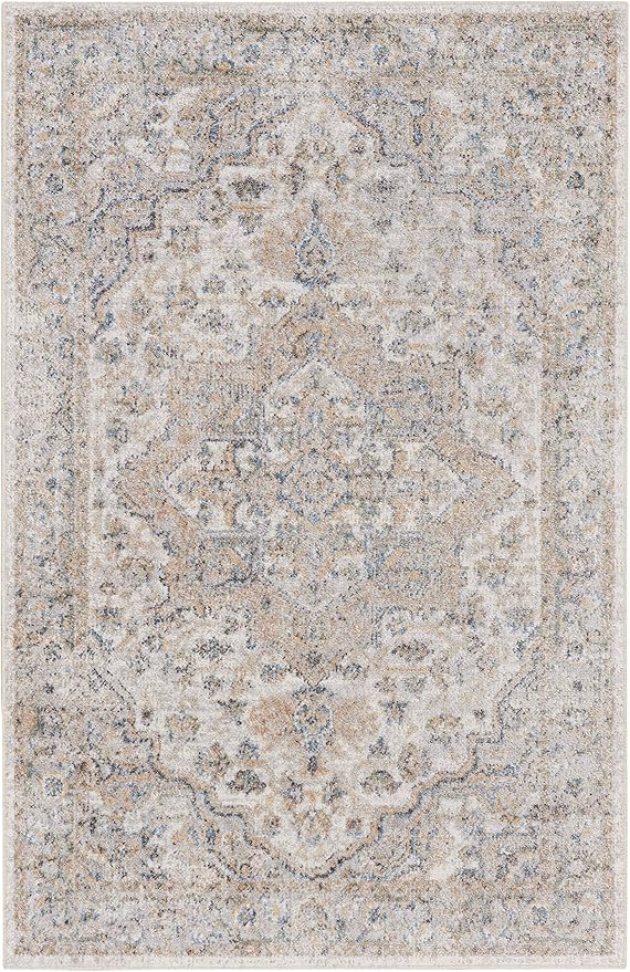 Nourison Home Astra Machine Washable Silver Grey 2'2" x 4' Area Rug - Easy Clean, Non Shedding, Bed Room, Living Room, Dining Room, Kitchen (2' x 4')