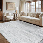 MUJOO 8x10 Area Rugs,Washable Rugs for Living Room Bedroom Dining Room,Modern Abstract Large Non Slip Carpet Indoor,Low Pile Throw Rug Accent Neutral Grey