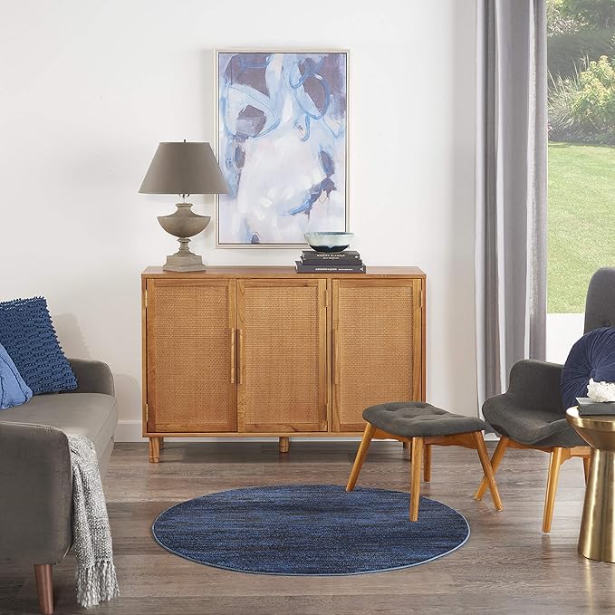 Nourison Home Nourison Essentials Midnight Blue 4' x Round Area Rug - Easy Clean, Non Shedding, Bed Room, Living Room, Dining Room, Kitchen (4' x Round)