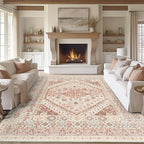 zesthome 8x10 Area Rugs for Living Room,Non-Slip Backing Washable Rugs,Vintage Large Area Rug，Stain Resistant Home Decor Rug