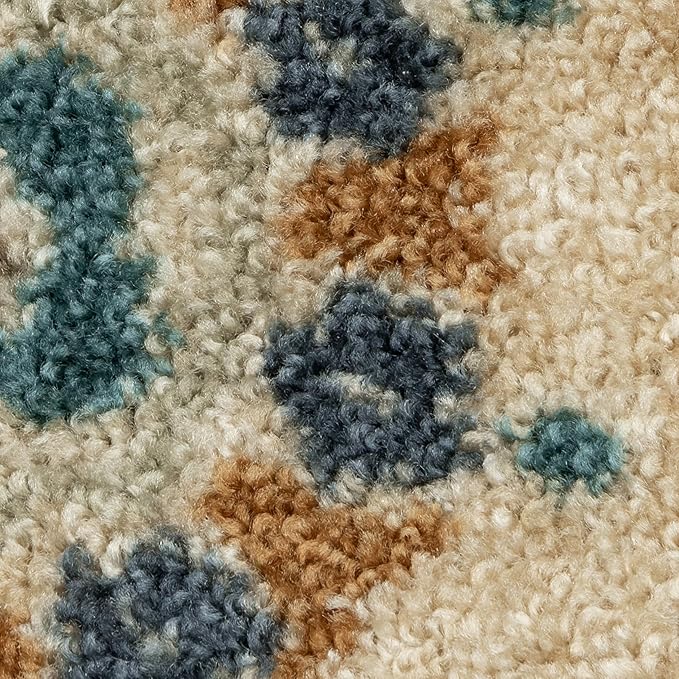 Maples Rugs Reggie Floral Area Rug - Made in USA - Low Pile, Non Slip, Pet-Friendly Mat for Living Room, Bedroom, and Office, 7' x 10', Beige