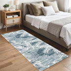 Blue White Tropical Runner Rug 2x7ft - Indoor Outdoor Non-Shedding Washable Carpet, Soft Durable Floor Mat for Patio, Hallway, Kitchen, Living Room