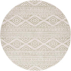 SAFAVIEH Tulum Collection Area Rug - 6'7" Round, Ivory & Sage, Moroccan Boho Tribal Design, Non-Shedding & Easy to Clean, Ideal for Living Room, Bedroom, Dining Space (TUL272H)