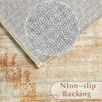 Vintage Living Room Area Rug - 6x9 Large Machine Washable Boho Moroccan Rug Distressed Farmhouse Rugs for Bedroom - Soft Non-Slip Indoor Carpet for Dining Room Office Nursery (Brown, 6'x9')