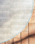 Unique Loom Outdoor Striped Collection Area Rug - Striped (4' 1" Round, Light Aqua/Ivory)