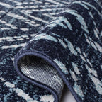 SAFAVIEH Adirondack Collection Runner Rug - 2'6" x 16', Navy & Ivory, Modern Diamond Distressed Design, Non-Shedding & Easy Care, Ideal for High Traffic Areas in Living Room, Bedroom (ADR131N)