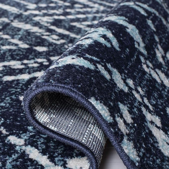 SAFAVIEH Adirondack Collection Runner Rug - 2'6" x 8', Navy & Ivory, Modern Diamond Distressed Design, Non-Shedding & Easy Care, Ideal for High Traffic Areas in Living Room, Bedroom (ADR131N)