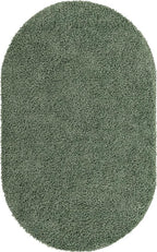 Unique Loom Davos Shag Collection Area Rug - Solid (3' 3" x 5' 3" Oval, Sage)