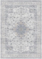 HUGEAR Machine Washable Area Rugs 5x7 Vintage Blue Living Room Bedroom Rug Neutral Style Non Slip Stain Resistant Low Pile Throw Carpet for Home Retro Aesthetic Modern Decor
