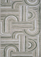 CAMILSON Indoor Outdoor Rug, Beige 6x9 Geometric Arch Striped Area Rugs for Patio and Home Areas, Easy-Cleaning Non-Shedding Living Room, Garden and Deck Washable Outside Carpet (6 x 9)