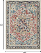 RUGGABLE Washable Vintage Area Rug – Kamran Cayenne Red 10x14, Stain-Resistant, Non-Slip – Large Machine Washable Rugs for Living Room, Bedroom, Hallway, Entryway & Office–with Cushioned Pad