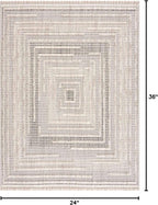 Hauteloom Lunao Living Room, Bedroom Area Rug - Geometric, Solid & Striped - Charcoal, Cream, Beige - 2' x 3'