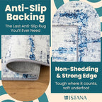 Istana Living Room Rug 10x14 - Blue/White 10 x 14 Area Rug - Foldable Machine Washable Area Rugs 10x14 - Stylish 10x14 Area Rugs Boho - Stain Resistant Washable Rug 10x14