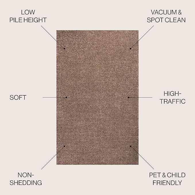 JONATHAN Y Haze Solid Low-Pile Brown Indoor Area Rug 4x6, Coastal,Bohemian,Minimalist,Classic, Easy-Cleaning for Living Room,Bedroom,Kitchen,Pet Friendly,Non-Shedding (SEU100J-4)