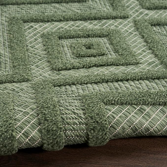 Nourison Home Versatile Green 8' x Round Area Rug - Easy Clean, Non Shedding, Bed Room, Living Room, Dining Room, Kitchen (8' x Round)