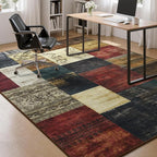 Tepook Modern Area Rug for Living Room, 6x9 Geometric Large Rugs for Bedroom, Washable Patchwork Rug Indoor Non-Slip Throw Carpets for Dining Room Office Farmhouse Home Decor, Multi