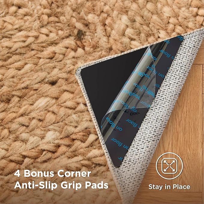 Bedsure 3x5 Printed Jute Rug for Living Room, Machine Washable Rugs, Jute-Look Rug, Non-Slip Backing, Non-Shedding