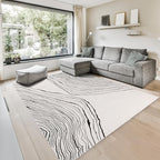 GLN Rugs Contemporary Collection - Machine Washable Area Rug, Contemporary Washable, Non Slip, Low Pile Chenille Rug, Living Room, Bedroom, Kitchen Rug (6' x 9' Beige Black)