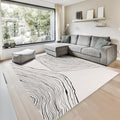 GLN Rugs Contemporary Collection - Machine Washable Area Rug, Contemporary Washable, Non Slip, Low Pile Chenille Rug, Living Room, Bedroom, Kitchen Rug (4' x 6' Beige Black)