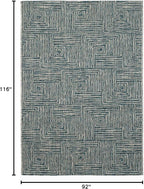 FH Home Outdoor Rug - Waterproof Easy to Clean Stain Resistant - Patio Indoor Outdoor Porch Deck Balcony Entryway - Geometric Modern - Budapest - Aqua - 7ft 8in x 9ft 8in
