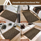 COSY HOMEER Non-Slip Door Mat 24"x36", Entryway Rugs Low Profile Absorbent Dirt Trapper Doormat for Front Entrance, Washable Polypropylene Entry Mat (Dark Brown)