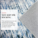 Modern Abstract Runner Rug 2.6x14, Grey Blue White Washable Long Kitchen Runner Non-Slip Soft Hallway Rug Runner Thin Print Faux Wool Carpet for Entryway Bedroom Laundry Room Indoor Home Decor
