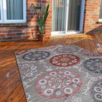 CAMILSON Indoor Outdoor Rug 8x10 Bohemian Medallion Floral Area Rugs for Indoor and Outdoor Patios Easy-Cleaning Non-Shedding Living Room Garden and Kitchen Washable Outside Carpet (8 x 10-Multicolor)