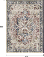 RUGGABLE Washable Area Rug – Kamran Royal Blue 10x14, Stain-Resistant, Non-Slip – Large Machine Washable Rugs for Living Room, Bedroom, Hallway, Entryway & Office–with Cushioned Pad