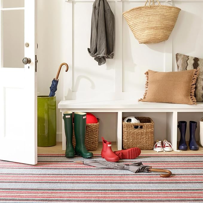 Dash & Albert Ranch Stripe Machine Washable Rug, 3 X 5 Feet, Multi Stripe Pattern