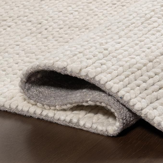 Nuloom Penelope Off-White/Ivory, 8' Round, Hand-Braided, Wool & Cotton, Soft and Textured, High Traffic, Stain Resistant, Easy Clean, Durable Area Rug for Bedroom, Living Room, Dining, Entryway