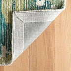 Dash & Albert Ladycross Green Hand Hooked Wool Rug, 8.5 X 11.5 Feet, Green Graphic Pattern
