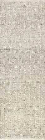 nuLOOM 2'6" x 8' Elfriede Jute & Cotton Hand Woven Area Rug, Natural, Solid Rustic Farmhouse Style, Weaved Design, Natural Fiber, For Bedroom, Living Room, Dining Room, Hallway, Office, Entryway