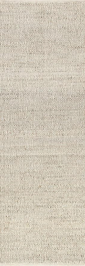 nuLOOM 2'6" x 10' Elfriede Jute & Cotton Hand Woven Area Rug, Natural, Solid Rustic Farmhouse Style, Weaved Design, Natural Fiber, For Bedroom, Living Room, Dining Room, Hallway, Office, Entryway
