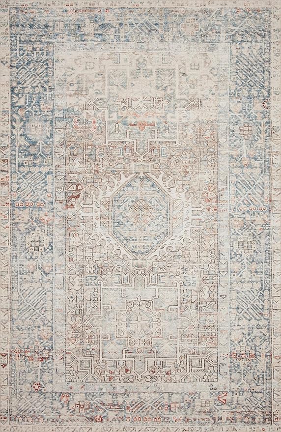 Loloi Chris Loves Julia Jules Collection JUL-07 Natural/Ocean 2'-6'' x 7'-6'', .13" Pile Height, Runner Rug