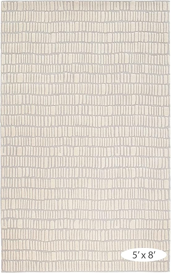 Dash and Albert Roark Wool Area Rug - 7.5 X 9.5 Ivory Geometric Hand Tufted Accent Rug - Durable, High Traffic Areas Hallway, Living Room, Stairs - Premium Luxury Hotel Quality Soft Breathable