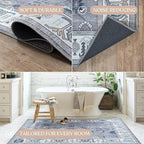 Grey Oushak Rug, Modern, Vintage, Turkish, Eclectic, Floral, Pastel, Washable, Extra Large Area Rugs for Living Room, Dining, Bedroom, Lounge, 9'x12'