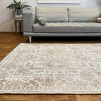 Alfa Rich 3x5 Beige Off White Washable Area Rugs for Living Room Bedroom Kitchen Dining Cotton Runner