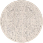 Unique Loom Isabella Collection Area Rug - Adjani (5' 1" Round, White/ Blue)