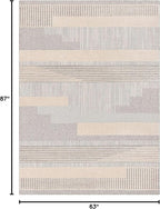 Well Woven Harlow Collection Briar Beige - Modern Tribal Minimalist Geometric 5x7 Area Rug - Ideal for Living Room, Dining Room & Bedroom - Durable, Stain Resistant & Easy to Clean