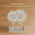 RUGGABLE Washable Area Rug – Kamran Admiral Blue 6 ft Round, Stain-Resistant, Non-Slip – Medium Machine Washable Rugs for Living Room, Bedroom, Hallway, Entryway & Office–with Cushioned Pad