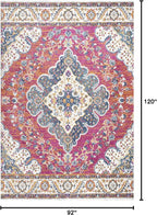 JONATHAN Y Boho Vintage Fuchsia/White Indoor Area Rug, 8x10, Bohemian Flair Medallion, Floral Easy-Cleaning High Traffic for Living Room, Bedroom, Kitchen, Pet-Friendly, Non-Shedding (BMF106C-8)