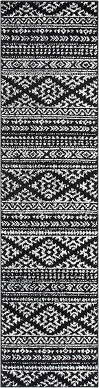 SAFAVIEH Tulum Collection Runner Rug - 2' x 21', Black & Ivory, Moroccan Boho Tribal Design, Non-Shedding & Easy to Clean, Ideal for Living Room, Hallway, Foyer, Bedroom (TUL272Z)
