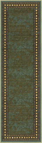 Antep Rugs Alfombras Modern Bordered 2x7 Non-Skid (Non-Slip) Low Profile Pile Rubber Backing Indoor Area Runner Rugs (Green, 2' x 7')