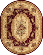 Rugs.com Chateau Collection Rug - 8' x 10' Oval Red Medium Pile Rug