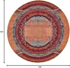 Unique Loom Estrella Collection Rustic, Distressed, Modern, Abstract Area Rug (6' 0 x 6' 0 Round, Orange/Black)