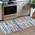 Modern Abstract Runner Rug 2x5, Blue Washable Entryway Kitchen Runner Non-Slip Soft Hallway Rug Runner Thin Print Faux Wool Carpet for Bedroom Laundry Room Indoor